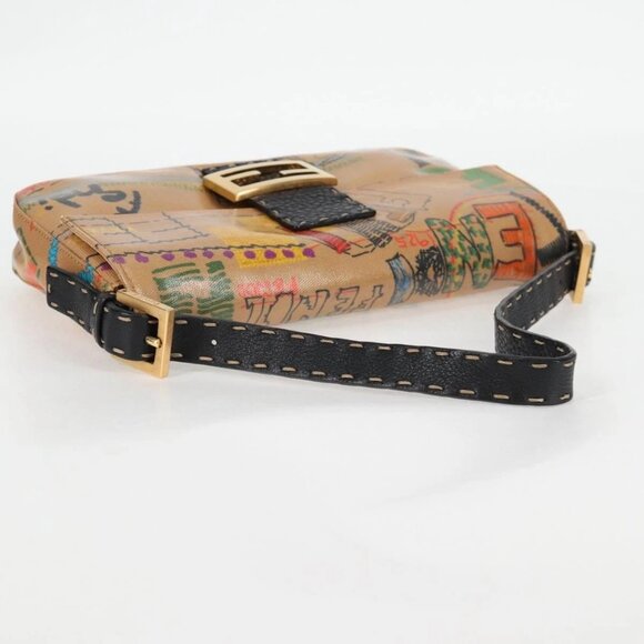 FENDI Mamma Baguette Shoulder Bag Coated Canvas Brown Gold Auth 127210SM - Picture 8 of 16